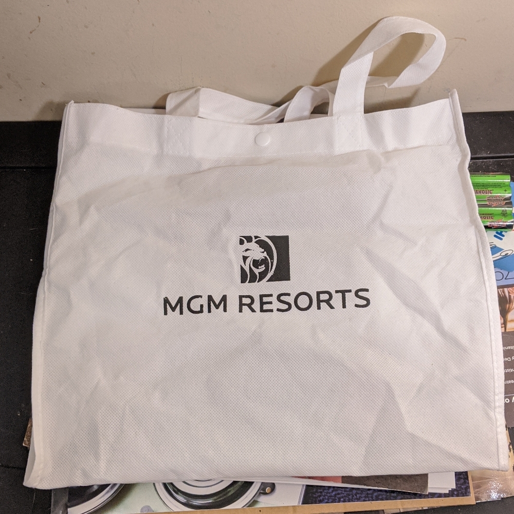 Las Vegas MGM Resorts Reusable White Canvas Tote Shopping Travel Bag